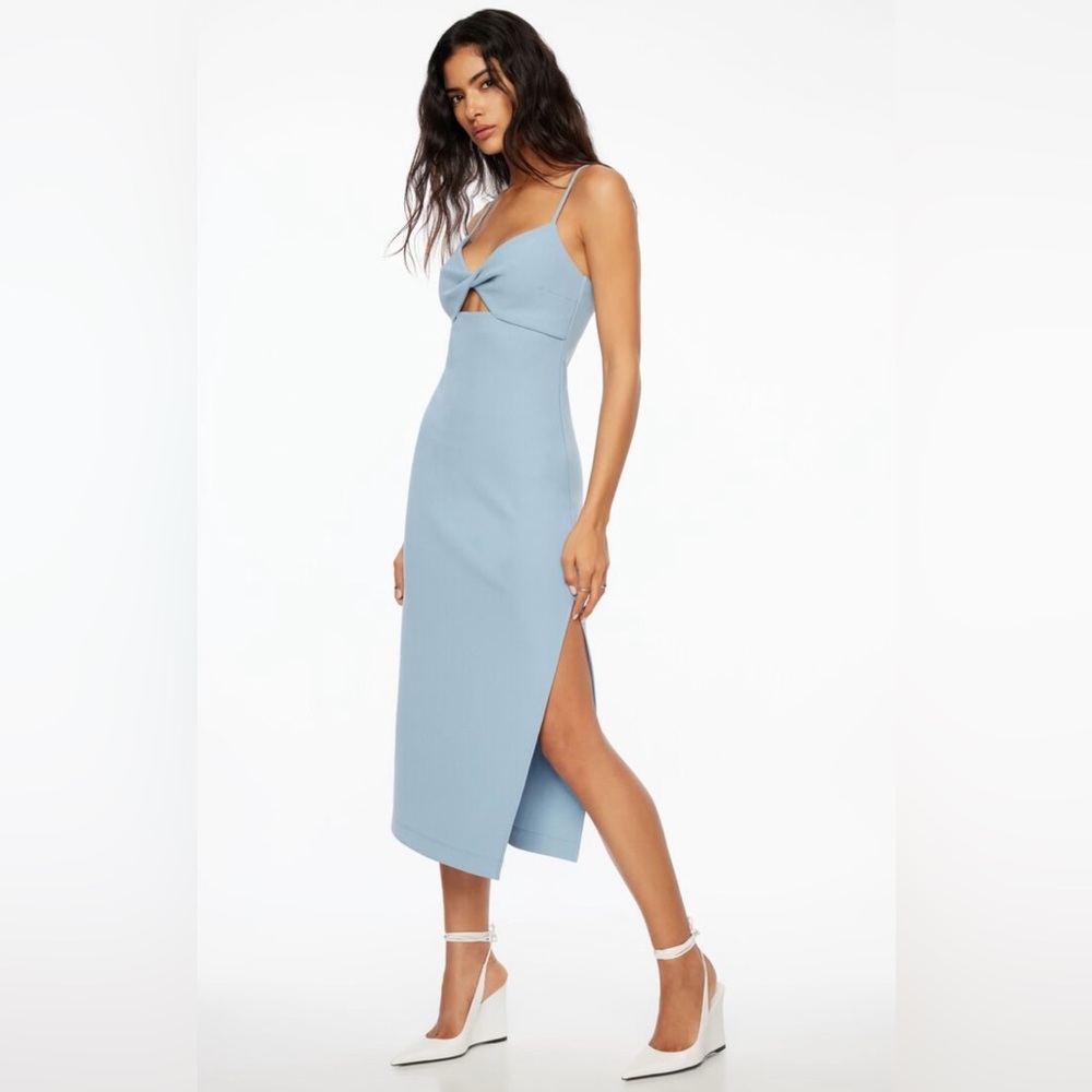Dynamite Light Blue Midi Dress with Side Slit